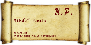 Mikó Paula névjegykártya